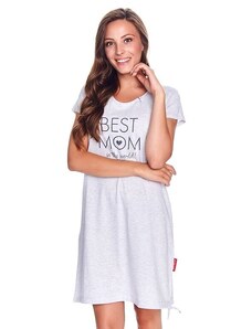 DN Nightwear Mateřská noční košile Best mom šedý melír