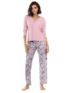 Excellent Beauty Dámské pyžamo Delisa světle růžové s květinami