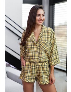 Sensis Nežehlivé pyžamo Ramona žluto-šedé káro