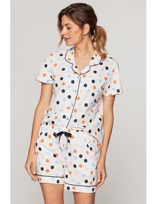 Cana Luxusní dámské pyžamo Dominika barevné puntíky