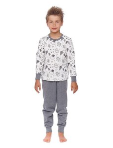 DN Nightwear Dětské pyžamo Snowman bílé zateplené