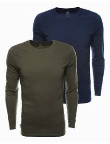 Ombre Clothing Pánské tričko s dlouhým rukávem bez potisku - mix 2 pcs Z43