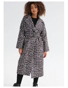 Nelove Šedý kabát MOSQUITO s leopardím vzorem