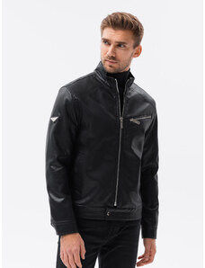 Ombre Clothing Pánská kožená bunda Ponferrada černá C604
