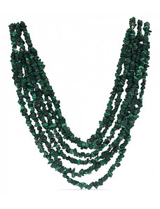 Nefertitis Malachit náhrdelník sekaný pětiřadý - cca 75 cm