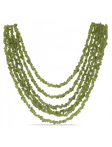 Nefertitis Olivín náhrdelník sekaný pětiřadý - cca 75 cm