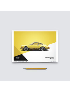 Automobilist Posters | Porsche 911 RS - 1973 - Yellow, Mini Edition, 21 x 30 cm