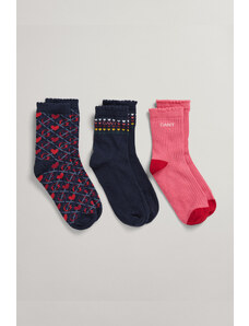 PONOŽKY GANT D1. HEART SOCKS 3-PACK modrá 19/21