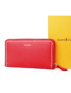 Luxusní celozipová kožená peněženka Gianni Conti 2868 tmavěkorálová