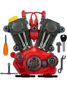 Kruzzel LED Hračkový Motor s Zvukem a Světlem, Červená/Šedá/Žlutá, 25x25x6.5 cm