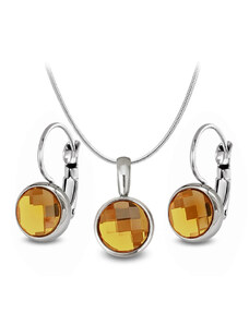 Jewellis ČR Jewellis ocelový set Chessboard s krystaly Swarovski - Topaz