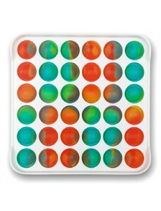 Push Bubble Pop It hra - čtverec/pevný plast bílo-zeleno-oranžový, BG058