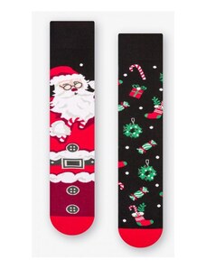 Vánoční ponožky každá jiná Santa černé, MD73BK-35-38 35-38