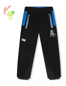 Dívčí/chlapecké funkční softshellové kalhoty, zateplené KUGO HK2511 - černé s modrou kapsou