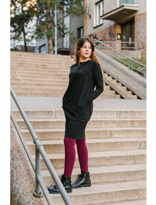 Šaty Lena černé s dlouhým rukávem z biobavlny