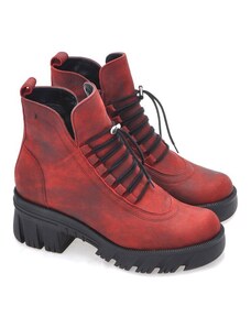 Melírované kotíkové boty z broušené kůže Barton 2257 červená