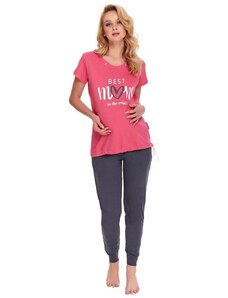 DN Nightwear Kojicí a těhotenské pyžamo Best mom růžové