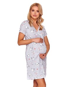 DN Nightwear Mateřská noční košile Kate s kočkami šedá