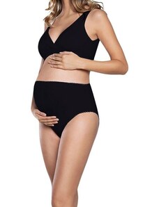 Italian Fashion Bavlněné těhotenské kalhotky Mama Maxi černé