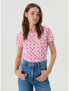Sinsay - Vzorované tričko - sytě růžová