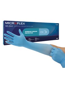 Ansell MICROFLEX 93-244 - Nitrilové vyšetřovací rukavice s extra dlouhou manžetou