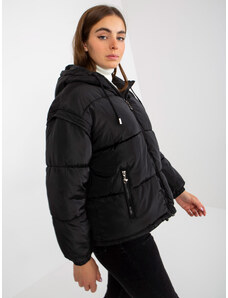 Fashionhunters Černá zimní bunda 2v1 s odepínacími rukávy
