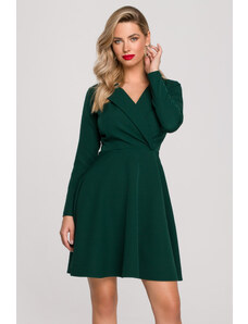 Makover Zelené krátké šaty s límcem K138