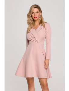 Makover Světle růžové krátké šaty s límcem K138