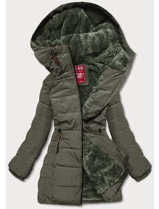 LHD Dámská zimní bunda v army barvě s kapucí (2M-21003)