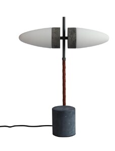Opálově bílá stolní lampa 101Copenhagen Bull s mramorovou podstavou