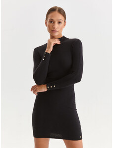 Top Secret dámské úpletové šaty s manžetovými knoflíky černé