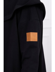 K-Fashion Dlouhý kabát s kapucí černý