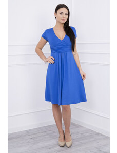 K-Fashion Šaty s výstřihem přes prsa, krátké rukávy, chrpově modré