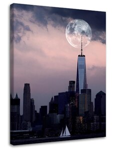 Gario Obraz na plátně Měsíc v úplňku nad Světovým obchodním centrem - Dmitry Belov Rozměry: 40 x 60 cm