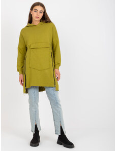 Fashionhunters Základní olivově zelená mikina s kapsou