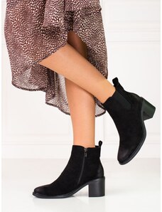 PK Komfortní kotníčkové boty dámské černé na širokém podpatku