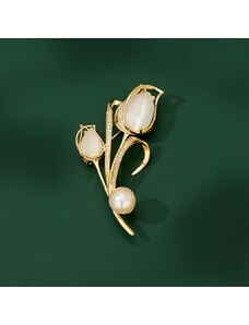Éternelle Brož s perlou a opály Lidia - květina