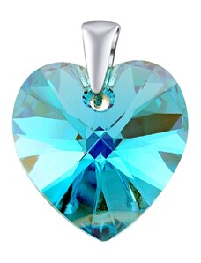 Silvego Stříbrný přívěsek modré Srdce 14mm se Swarovski Crystals LSW061P
