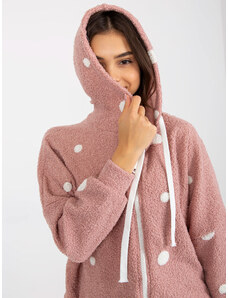 Fashionhunters Dusty pink plush sweatshirt with polka dots