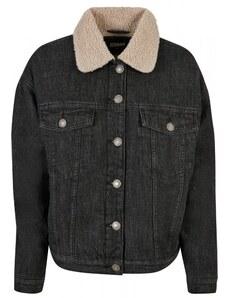 URBAN CLASSICS Ladies Oversized Sherpa Denim Jacket - black washed