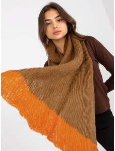 Fashionhunters Dámský velbloudí a oranžový pletený šátek