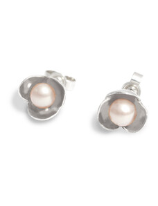 Klára Bílá Jewellery Dámské mini náušnice pecky Bowpearls s perlou Stříbro 925/1000, Barva perly: Bílá