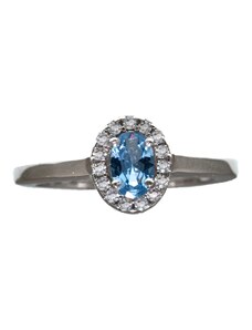 A-diamond.eu jewels Stříbrný prstýnek s modrým kamínkem 188