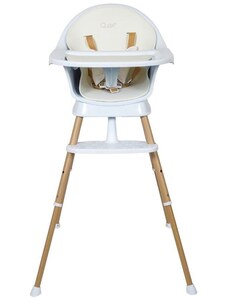 Bílá kovová jídelní židlička Quax Ultimo 62 - 92 cm s bukovou podnoží