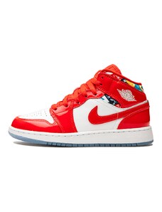 Air Jordan Jordan 1 Mid "Barcelona Sweater Red Patent" (GS)