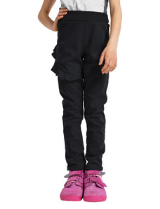Unuo, Dětské softshellové kalhoty s fleecem pružné Fantasy, Černá