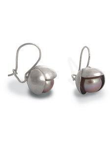 Klára Bílá Jewellery Dámské stříbrné náušnice Bowpearls s perlou afroháček Barva perly: Bílá
