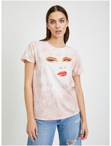 Bílo-růžové vzorované dámské tričko Guess Stargazing Easy - Dámské