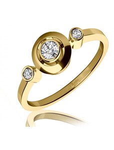 Couple, Třpytivý zásnubní prsten Korfu ze žlutého zlata se zirkony, vel.: 52, ø16,6 mm, 6810418-0-52-1