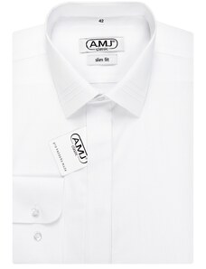Společenská košile AMJ Comfort fit se skládaným límečkem - bílá JDASL18